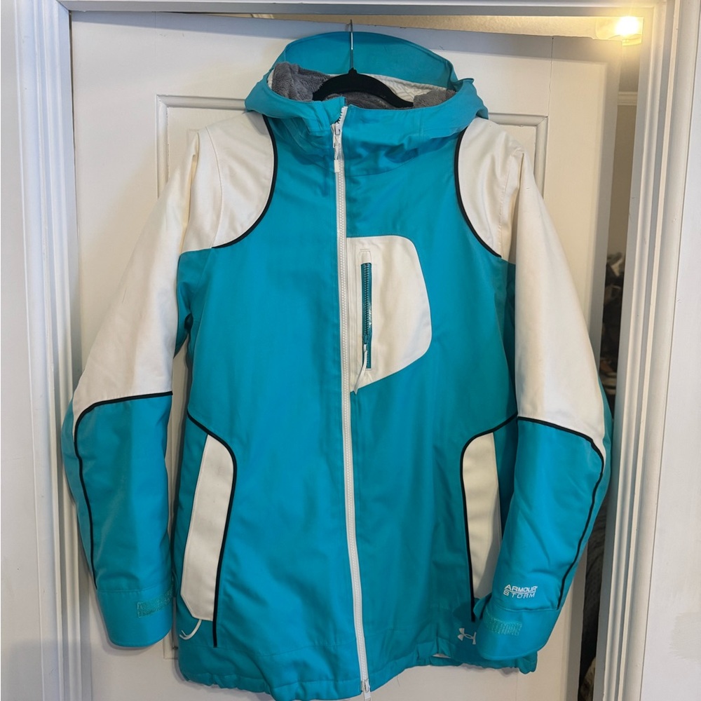 Under Armour Blue and White Ski Jacket